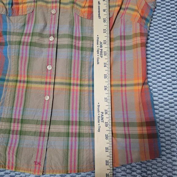 Tommy Hilfiger Multi-Color Plaid Button-Down Short Sleeves Shirt - Size Medium - Picture 6 of 6